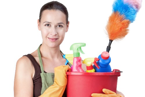 Commercial cleaners working in a South West London office building