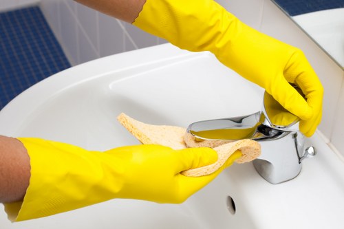 Detailed bathroom cleaning during a move-out clean in SW15