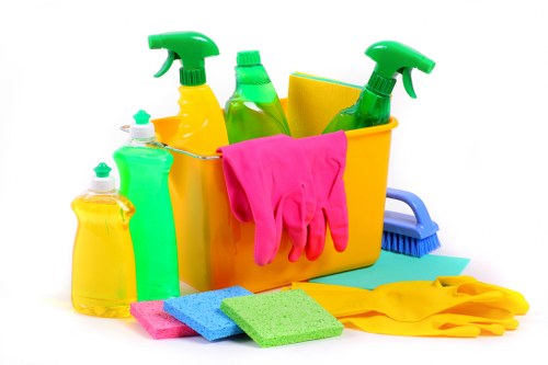 Cleaner treating a sofa with upholstery care equipment